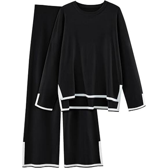 LILLUSORY Women Fall 2 Piece Lounge Set Outfits Sweatsuits Long Sleeve Sweater T - Picture 1 of 5